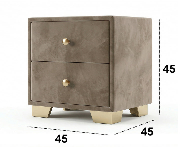Noptiera tapitata Cozy cu 2 sertare 45x45x45cm