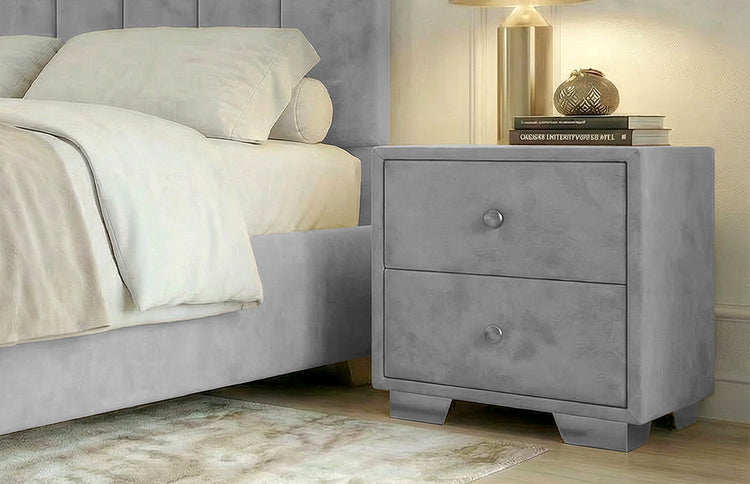 Noptiera tapitata Cozy cu 2 sertare 45x45x45cm