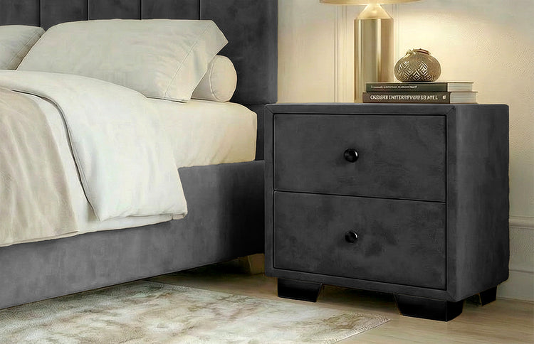 Noptiera tapitata Cozy cu 2 sertare 45x45x45cm