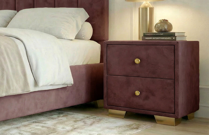 Noptiera tapitata Cozy cu 2 sertare 45x45x45cm-10