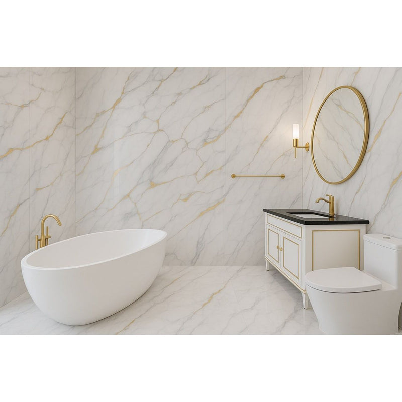 P7 ALB/GOLD - Panou Imitatie Marmura 244x120cm-2