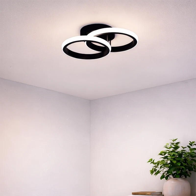 Lustra LED VERTEX CIRCULA 21W, 2 Cercuri, Rame Metalice, lLumina Rece/Calda/Neutra 3000K/4000K/6000K, Negru, Metal-6