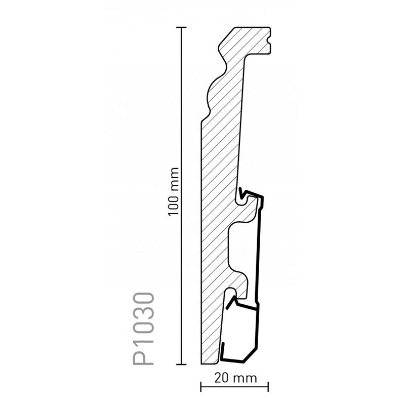 Plintă Vega videlit cu canal P1030 Arbiton albă 2400x20x100 mm-2