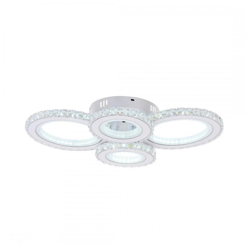 Lustra LED cu telecomanda si cristal NOVA ROTONDA RGB 82W, 4 Cercuri, lumina Rece/Calda/Neutra, Dimabila, Alb-8