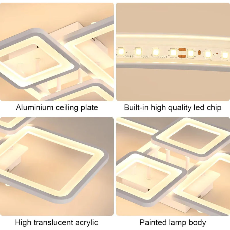 Lustra LED cu telecomanda ELLA 67W, 4 Patrate, lumina Rece/Calda/Neutra, Dimabila, Alb-8