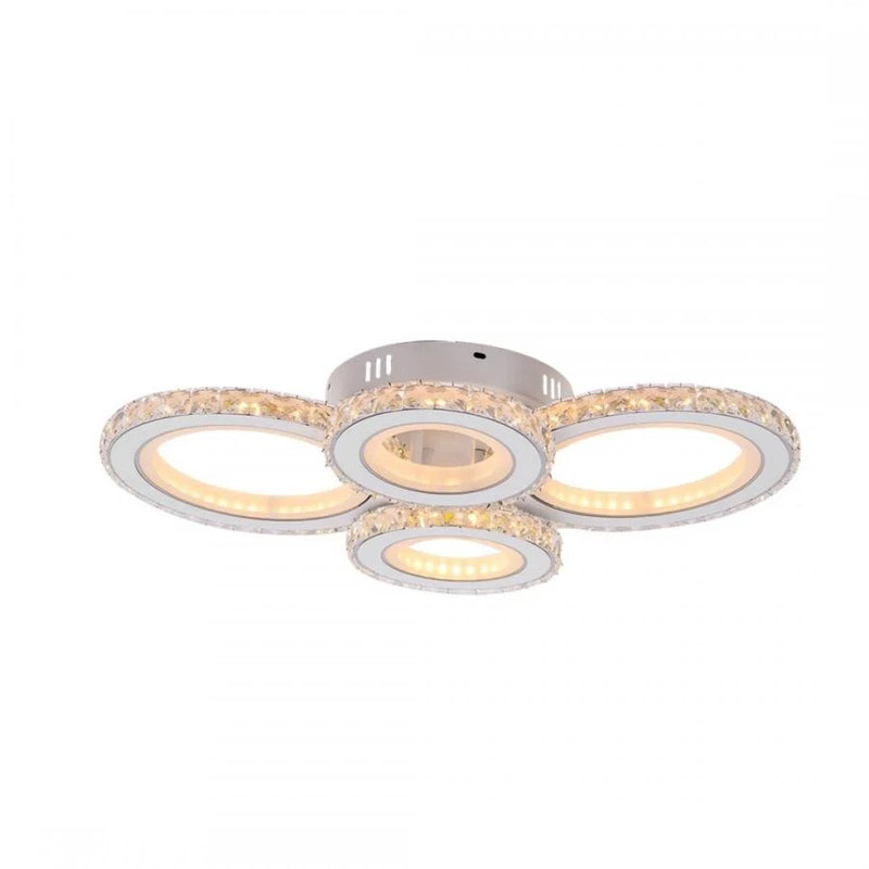Lustra LED cu telecomanda si cristal NOVA ROTONDA RGB 82W, 4 Cercuri, lumina Rece/Calda/Neutra, Dimabila, Alb-9