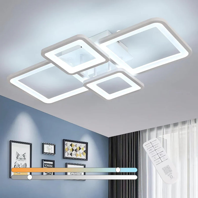 Lustra LED cu telecomanda ELLA 67W, 4 Patrate, lumina Rece/Calda/Neutra, Dimabila, Alb-9