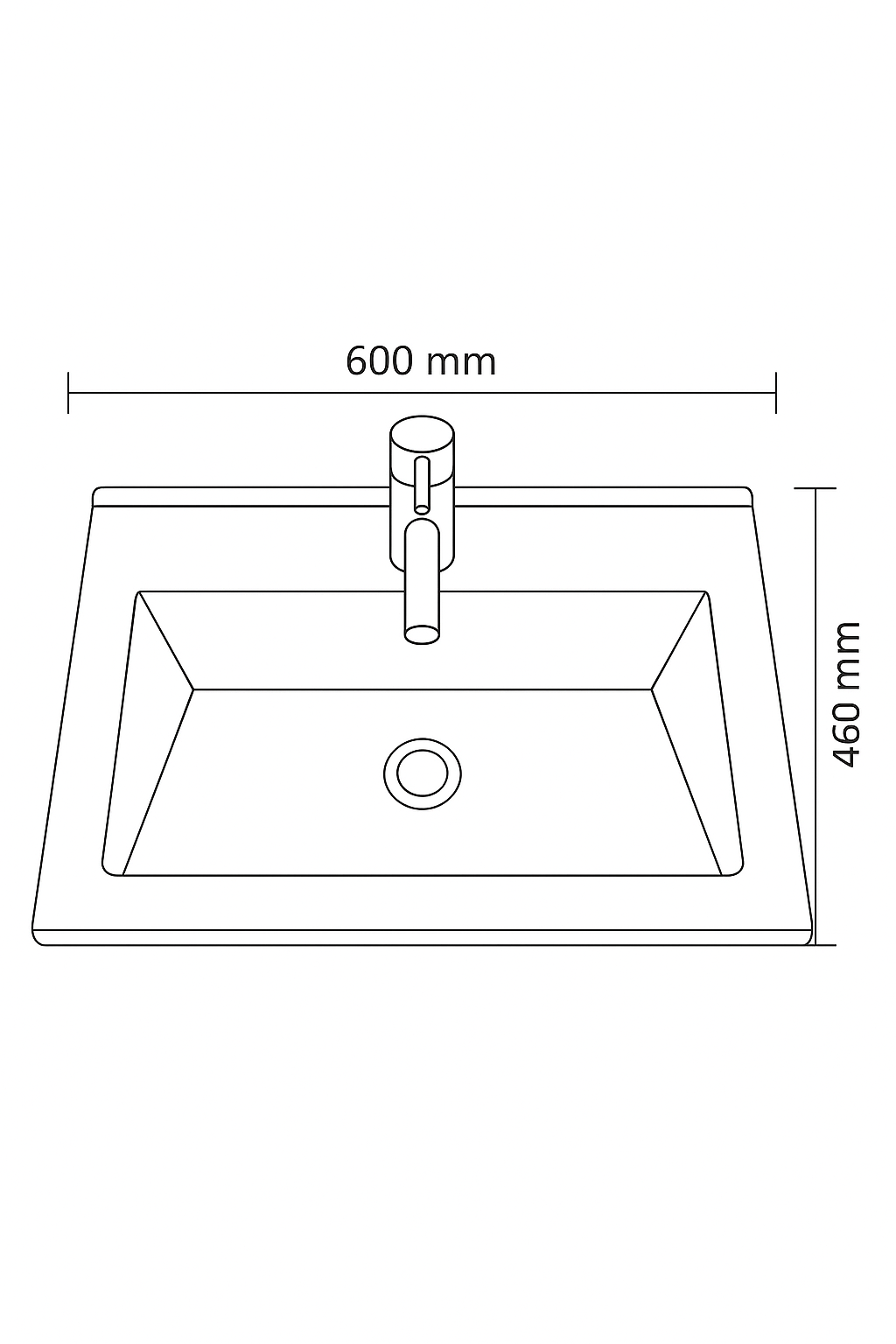 Mobilier Baie MDF și lavoar granit, Seria 486, Sertare, 60cm, Alb