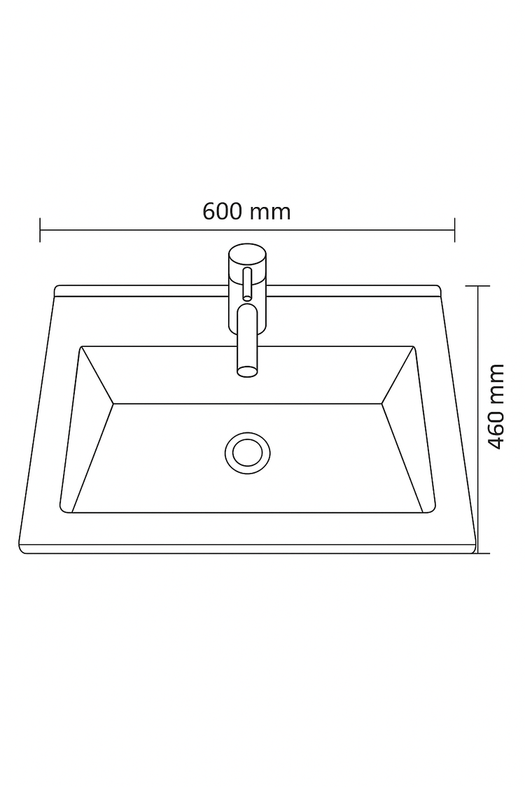 Mobilier Baie MDF și lavoar granit, Seria 486, Sertare, 60cm, Alb