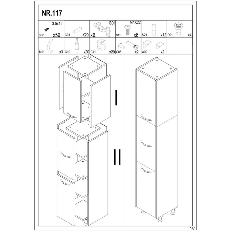 Dulap Baie înalt Kit, Seria 020, Alb-Antracit-4