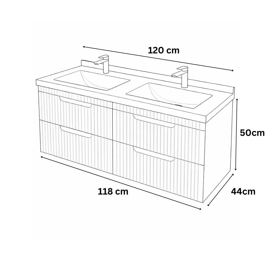 SERIA 033 - MOBILIER BAIE 120CM MDF NEGRU+LAVOAR GRANIT NEGRU/ALB