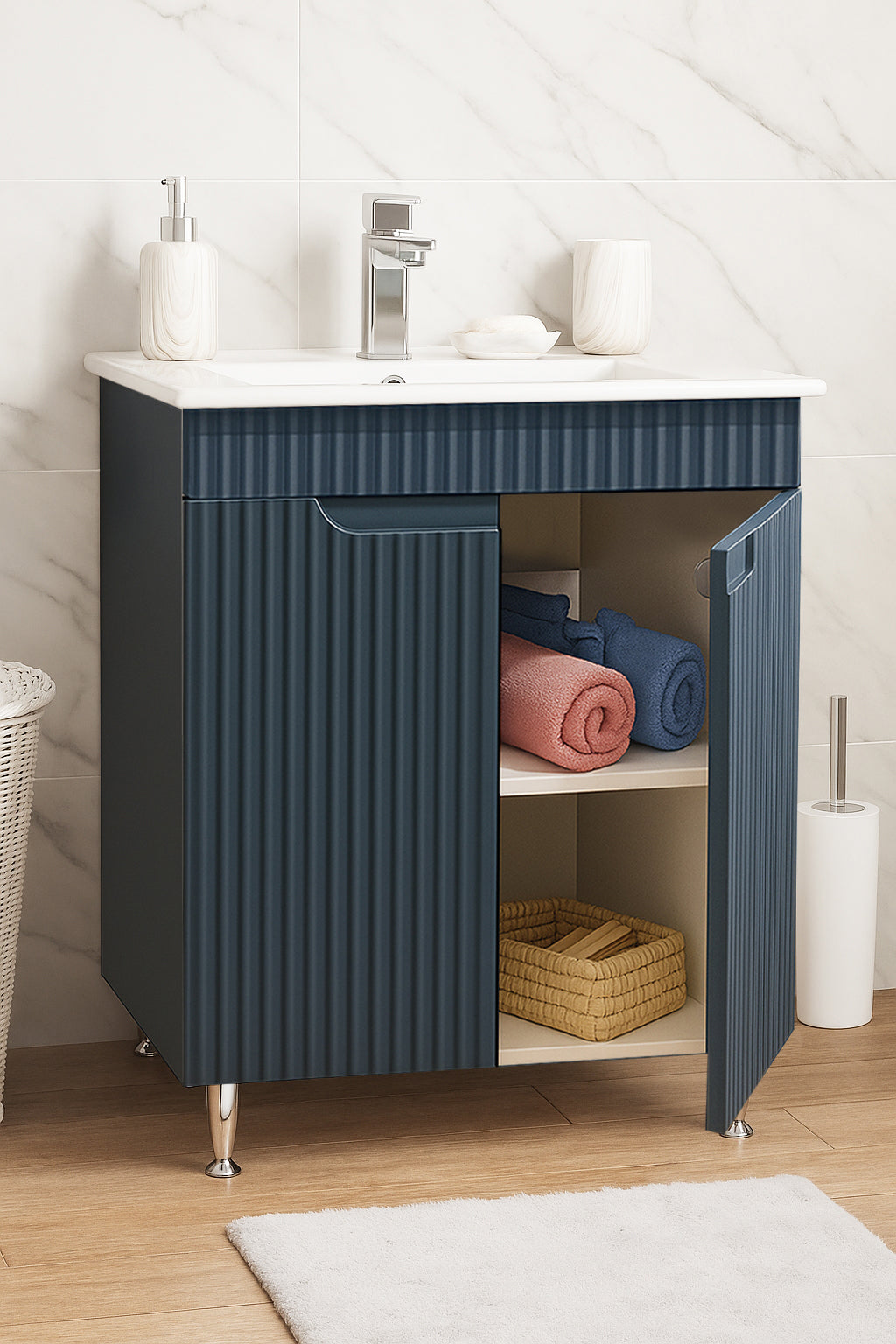 Mobilier Baie MDF și lavoar, Seria 033, 60cm, Antracit