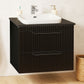 Seria 633 - Mobilier baie MDF cu Blat compozit ceramcia 60cm Negru + Lavoar Granit