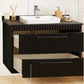 Seria 633 - Mobilier baie MDF cu blat compozit ceramica 80cm negru + Lavoar Granit