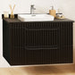 Seria 633 - Mobilier baie MDF cu blat compozit ceramica 80cm negru + Lavoar Granit