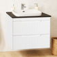 Seria 633 - Mobilier baie MDF cu blat compozit ceramica 60cm ALB + Lavoar Granit