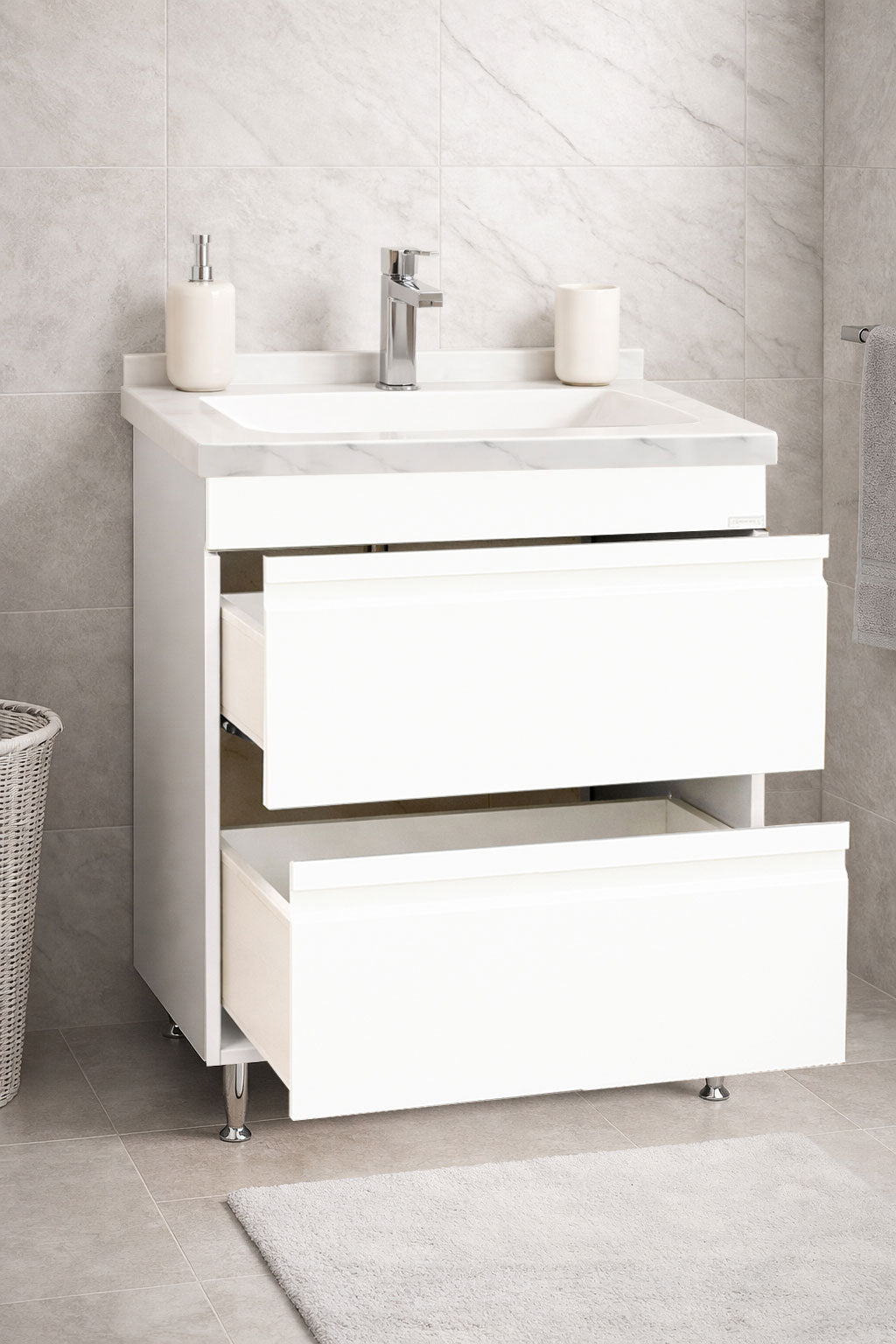 SERIA 886 - MOBILIER BAIE 60CM MDF ALB+LAVOAR GRANIT DUBAI