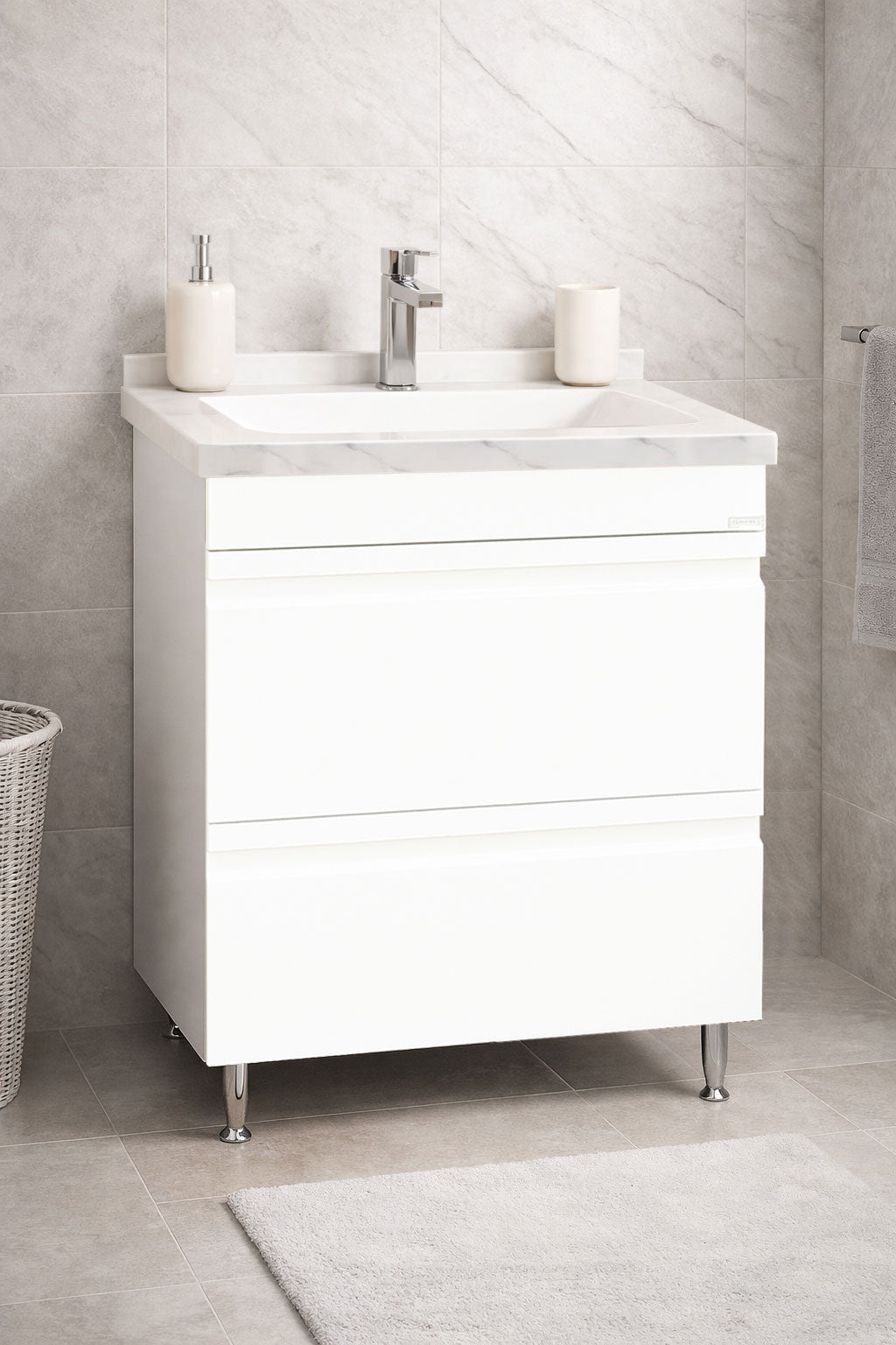 SERIA 886 - MOBILIER BAIE 60CM MDF ALB+LAVOAR GRANIT DUBAI