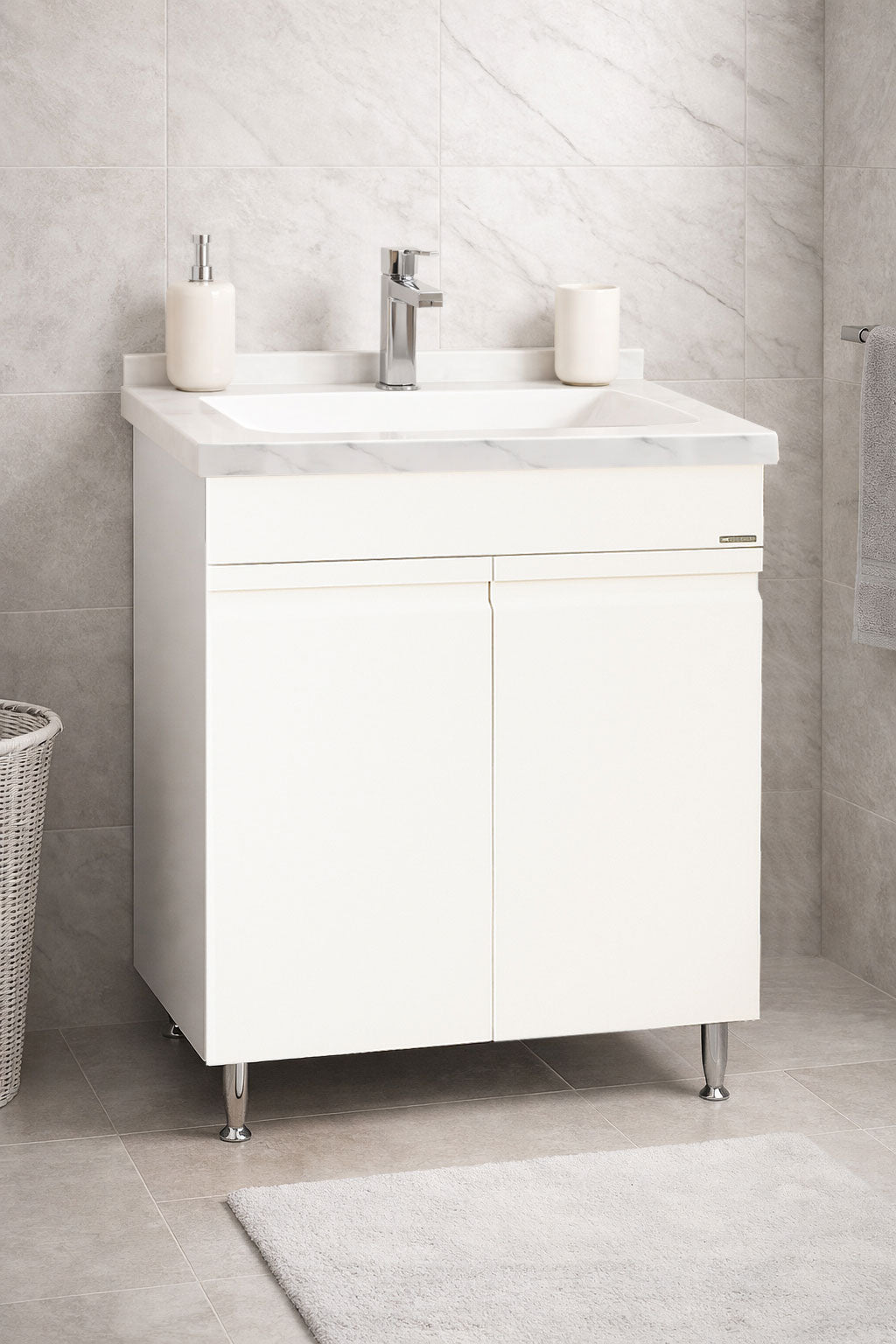 SERIA 886 - MOBILIER BAIE 60CM MDF ALB+LAVOAR GRANIT DUBAI
