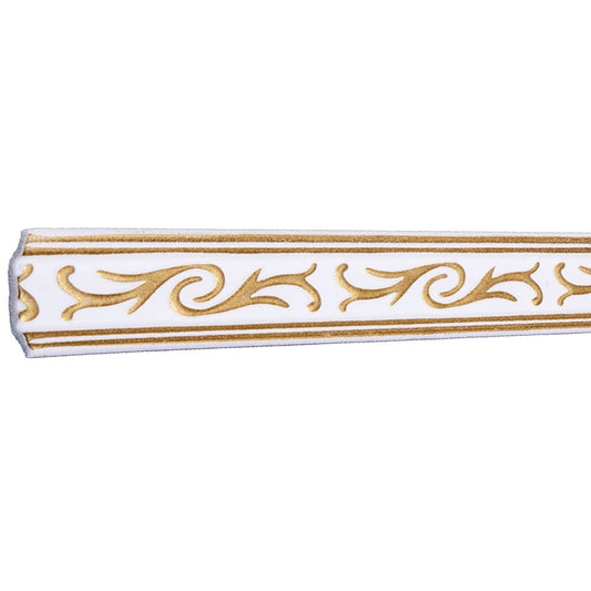 Bagheta decorativa de colt M13BZ, din polistiren, alb/auriu, 5 x 5 x 200 cm