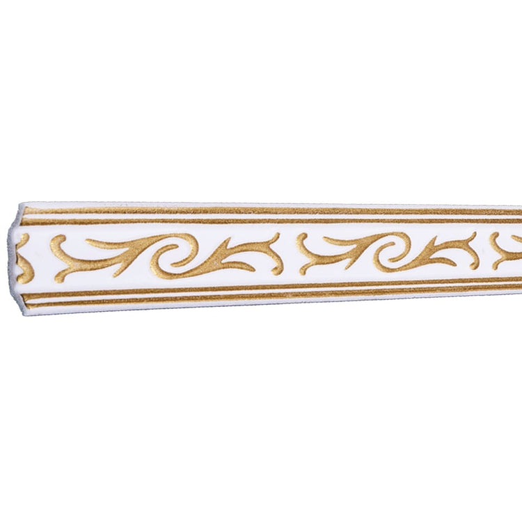 Bagheta decorativa de colt M13BZ, din polistiren, alb/auriu, 5 x 5 x 200 cm