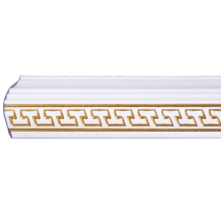 Bagheta decorativa de colt M17BZ, din polistiren, alb/auriu, 8 x 6 x 200 cm