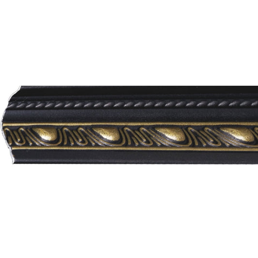 Bagheta decorativa de colt M18CZ, din polistiren, negru/auriu, 8 x 6 x 200 cm