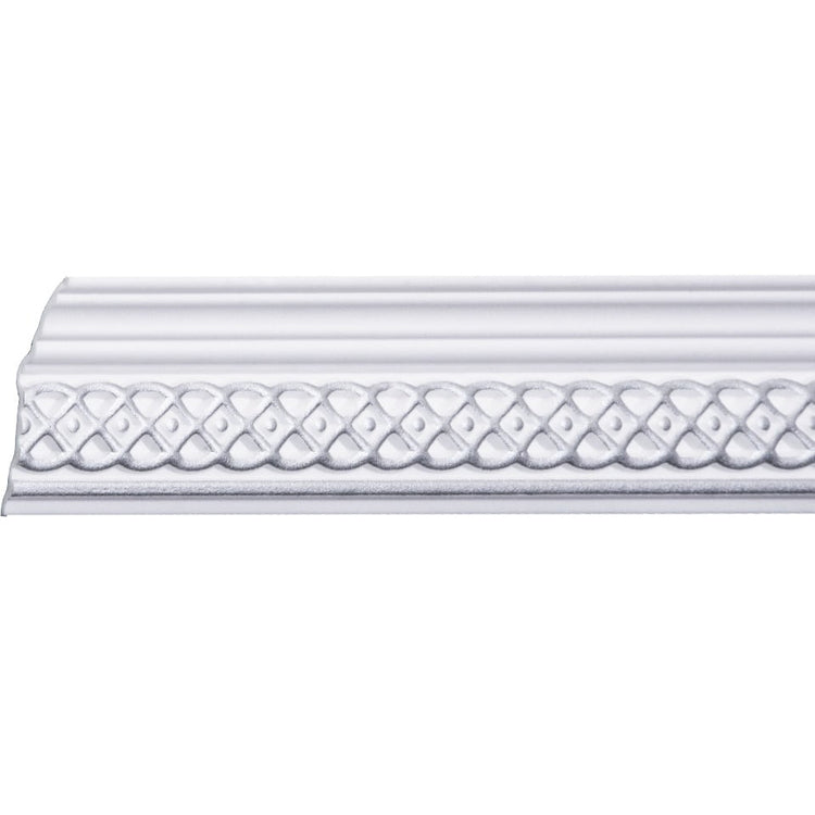 Bagheta decorativa de colt M30BS, din polistiren, alb/argintiu, 8 x 6 x 200 cm