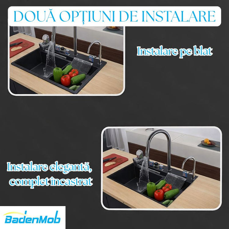 Set chiuveta bucătărie SMART inox 75x45 cm cu baterie inclusă – finisaj lucios/texturat