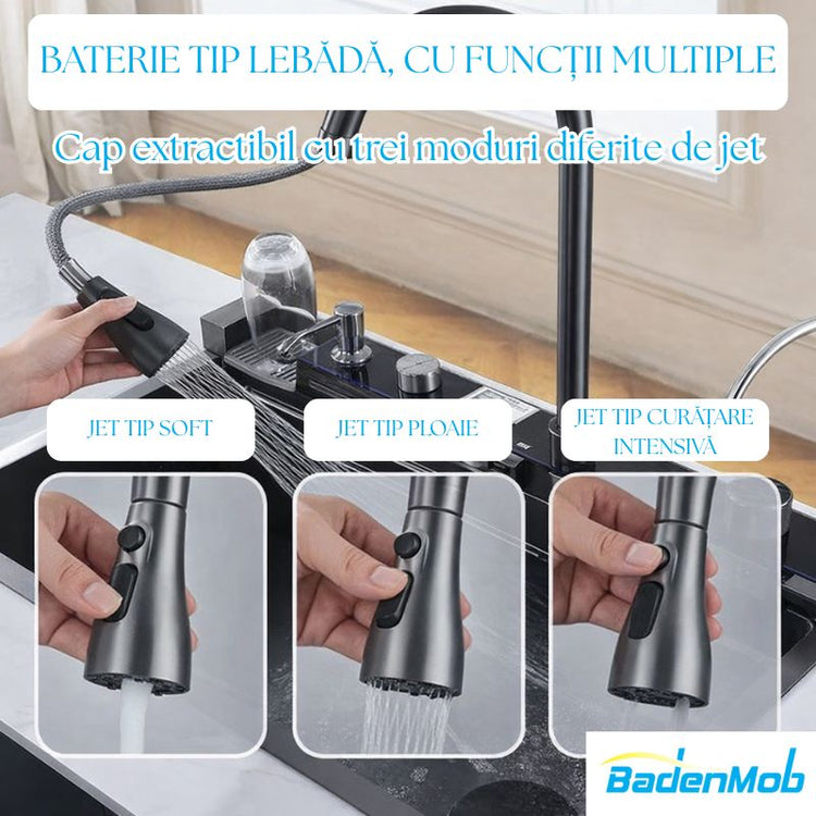 Set chiuveta bucătărie SMART inox 75x45 cm cu baterie inclusă – finisaj lucios/texturat