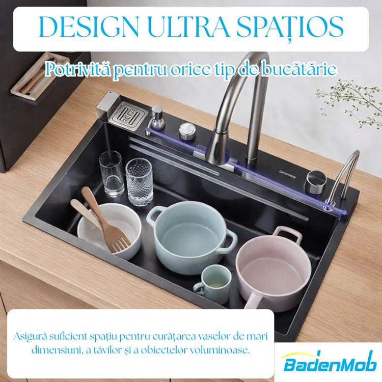 Set chiuveta bucătărie SMART inox 75x45 cm cu baterie inclusă – finisaj lucios/texturat