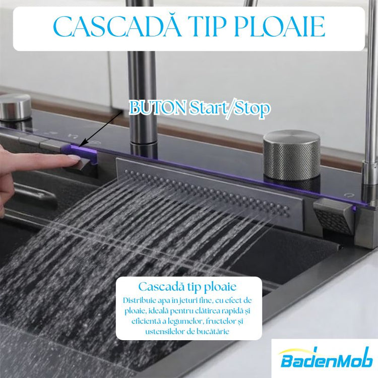 Set chiuveta bucătărie SMART inox 75x45 cm cu baterie inclusă – finisaj lucios/texturat