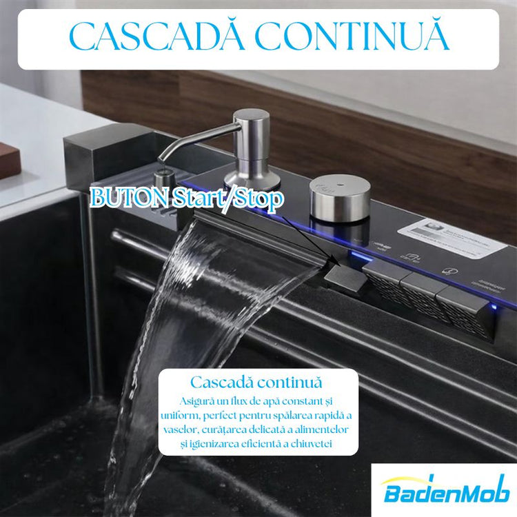 Set chiuveta bucătărie SMART inox 75x45 cm cu baterie inclusă – finisaj lucios/texturat