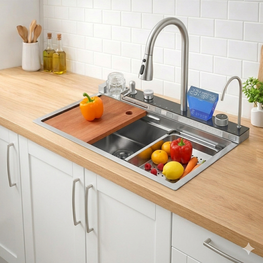 Set chiuveta bucătărie SMART inox 75x45 cm cu baterie inclusă – finisaj lucios/texturat