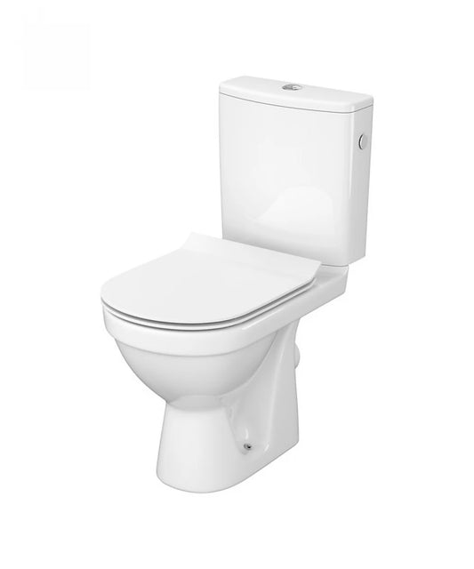 Set vas WC compact Cersanit Zip, Simple On, evacuare laterala, capac WC Slim, duroplast, cadere lenta, Easy Off - La Cucu