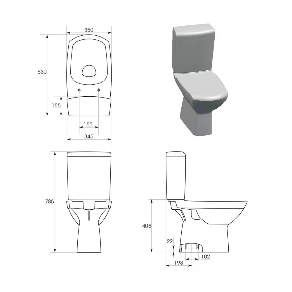 Set vas WC pe pardoseala Cersanit Carina rezervor 020 si capac alb - La Cucu