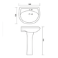 Set lavoar cu piedestal Capri, 60 cm