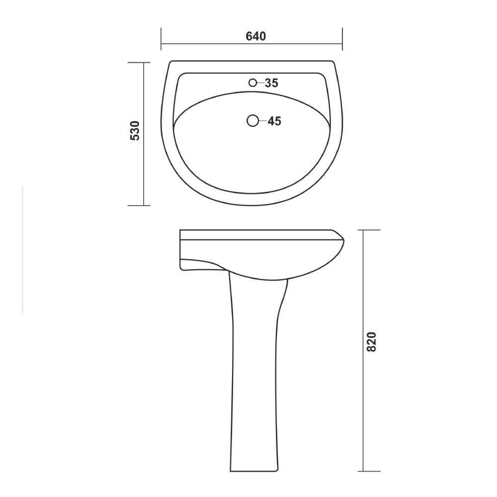 Set lavoar cu piedestal Capri, 60 cm