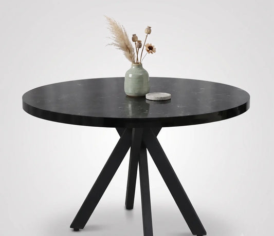 Masa fixa 90*75 cm Xenia,rotunda, Negru marmorat